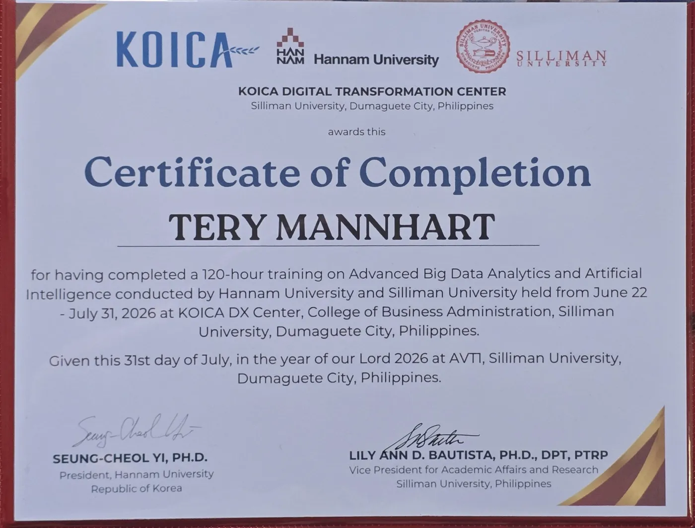 Certificate of Completion